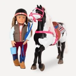 Our Generation Black & White Paint Horse with Saddle Accessory Set for 18" Dolls