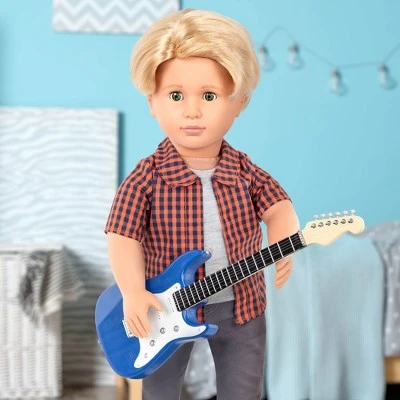 Our Generation 18" Boy Doll Outfit with Electric Guitar - Plaid to Rock 3 Our Generation 18" Boy Doll Outfit with Electric Guitar - Plaid to Rock