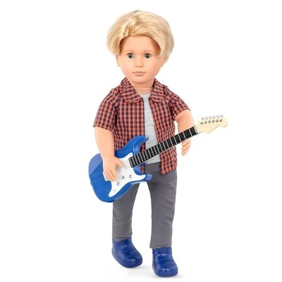 Our Generation 18" Boy Doll Outfit with Electric Guitar - Plaid to Rock 4 Our Generation 18" Boy Doll Outfit with Electric Guitar - Plaid to Rock - Image 2