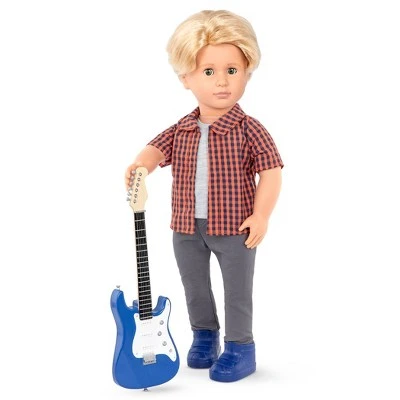 Our Generation 18" Boy Doll Outfit with Electric Guitar - Plaid to Rock 5 Our Generation 18" Boy Doll Outfit with Electric Guitar - Plaid to Rock - Image 3
