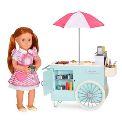 Our Generation Hot Dog Cart Accessory with Play Food for 18" Dolls - Retro Collection 4 Our Generation Hot Dog Cart Accessory with Play Food for 18" Dolls - Retro Collection - Image 2