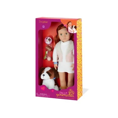 Our Generation 18" Doll & Pet Set - Delphia with Plush Saint Bernard Dog 5 Our Generation 18" Doll & Pet Set - Delphia with Plush Saint Bernard Dog - Image 3